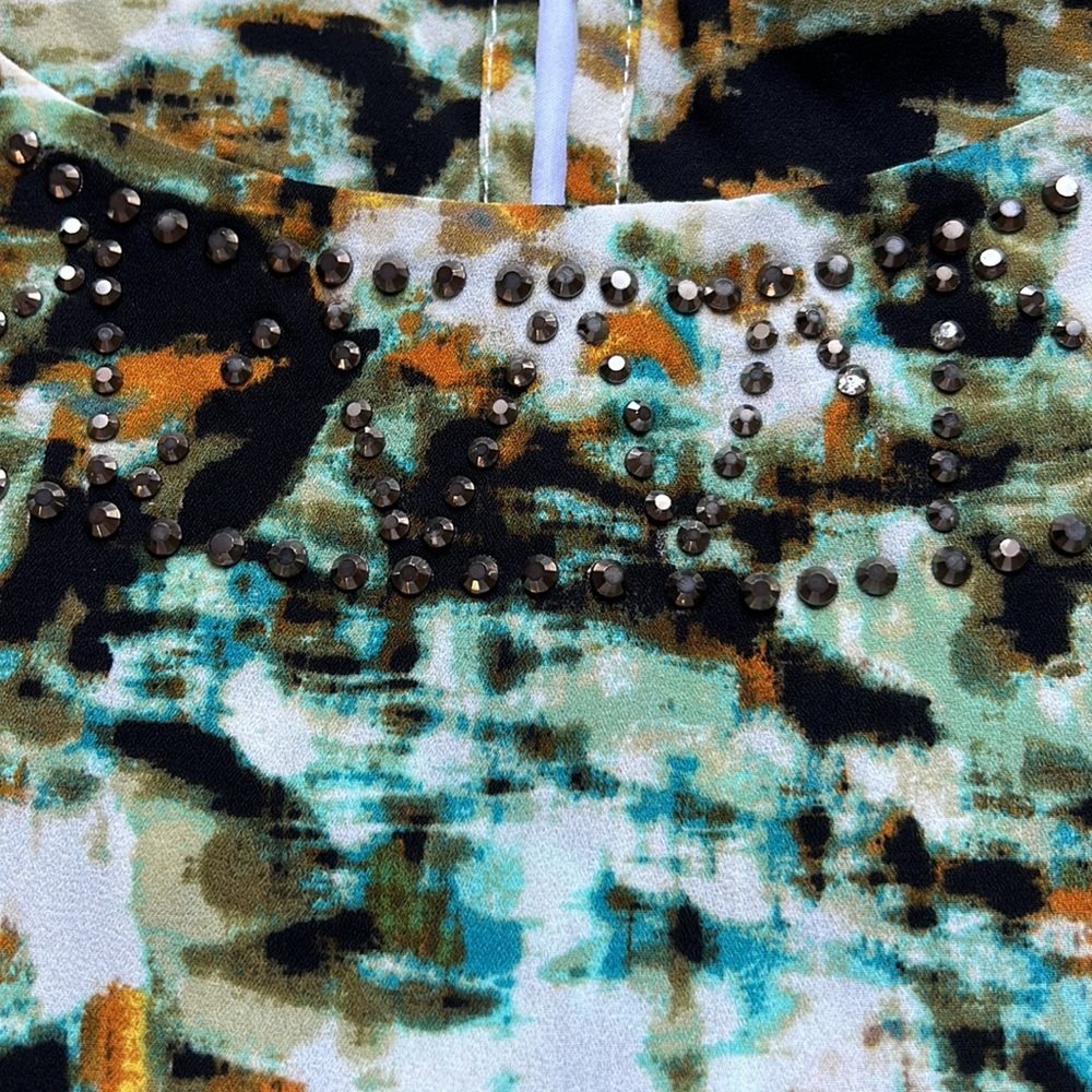 Harper & Liv Teal/Rust Patterned Sleeveless Blous… - image 5